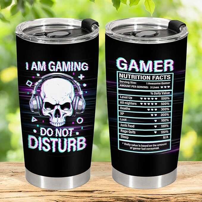 34HD Gifts for Gamer, Gamer Tumbler with Lid 20 oz Stainless Steel, I'm Gaming Do Not Disturb Mug, Gamer Birthday Gifts for Men