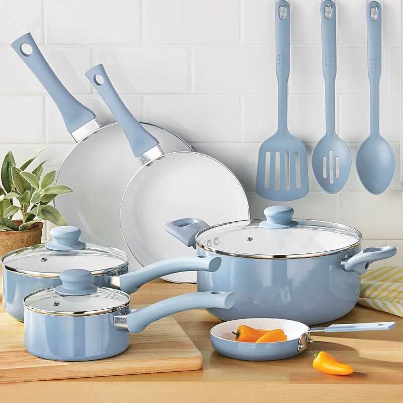 12 Piece Nonstick Cookware Set Kitchen Ceramic Pots and Pans with Lids