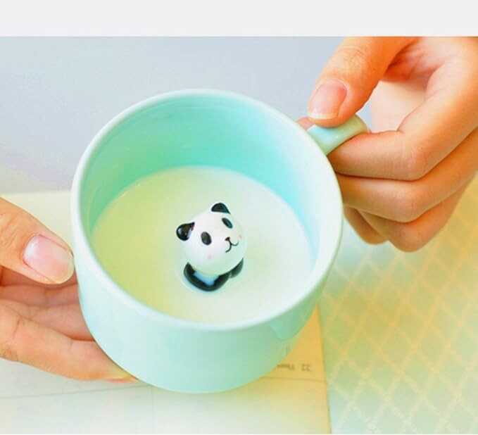 ZaH 3D Mug Animal Inside Cup Cartoon Ceramics Figurine Teacup for Boys Girls Kids Women Men Coffee Mug (8 oz Panda)