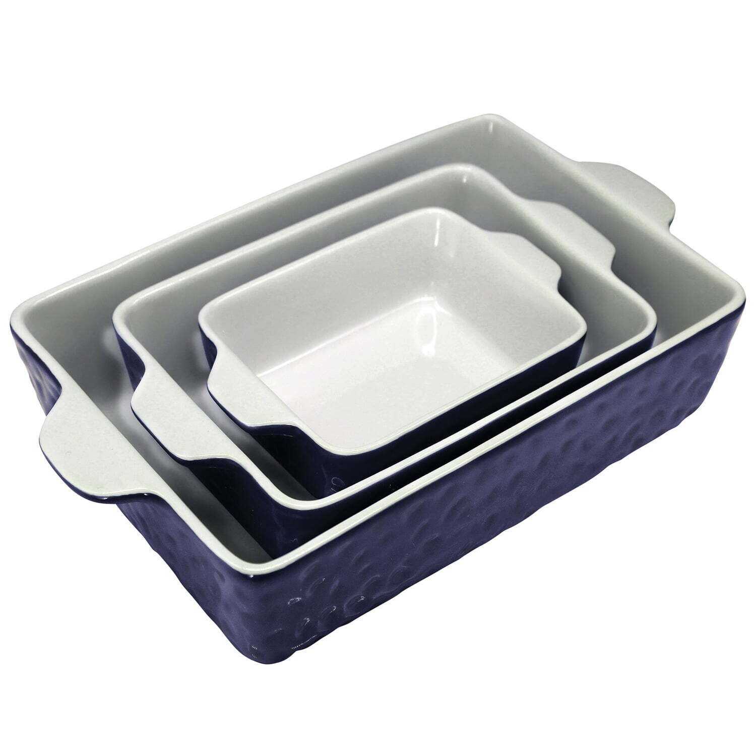 3-Piece Nonstick Ceramic Bakeware Tray Set W/Odor-Free Ceramic Durable Safe