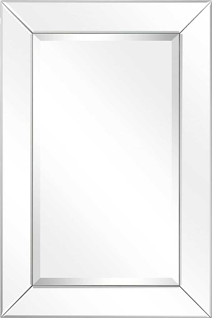 Empire Art Direct Solid Wood Frame Wall Mirror Covered with Beveled Mirror Panels, 1"-beveled Center Mirror, Vanity, Bathroom, Living Room ＆ Bedroom, 20" x 30", Ready to Hang, Clear