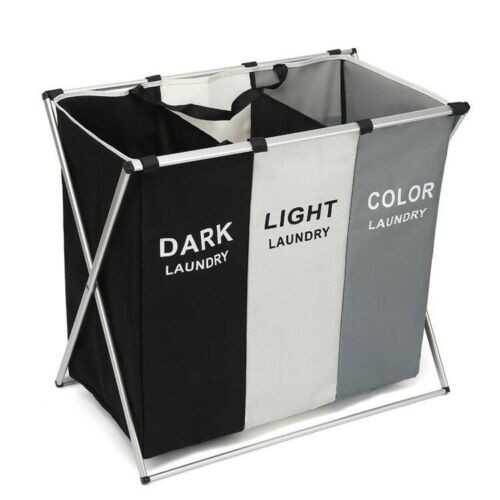 Laundry Basket Organizer Foldable Three Grid Hamper Dirty Clothes Bing Storage