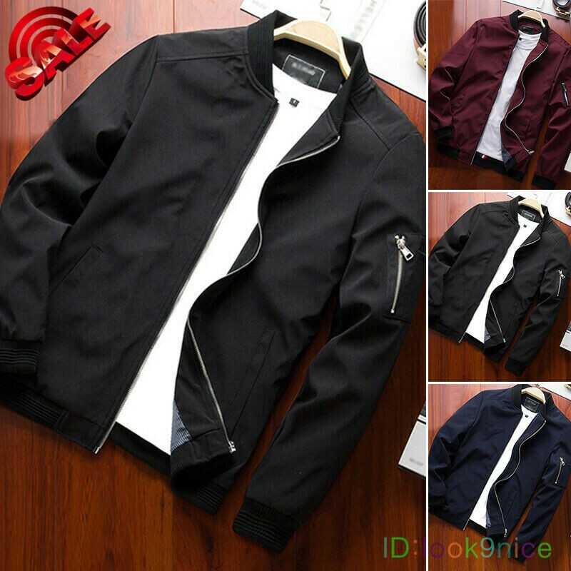 Bomber New Jacket Lightweight Flight Casual Zipper Solid Baseball Men Thin Coat
