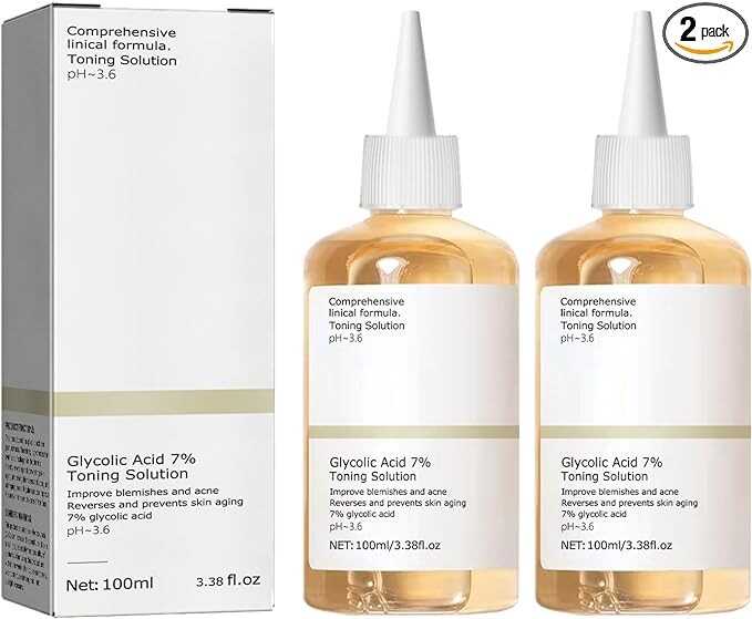 2PCS Ordinary Glycolic Acid 7% Toning Resurfacing Solution,Exfoliate,and Rejuvenate Your Skin, Solution for Blemishes and Acne-100ML