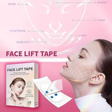 YAGUVI 128PCS Face Lift Tape, Face Lift Tape Invisible, Face Tape Lifting Invisible, Face Tape Instantly Lifts Sagging Skin Around The Face, Hides The Double Chin and Creates A v-Shaped Face-M2
