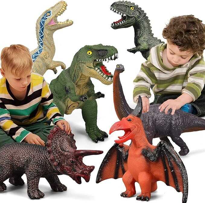 Gzsbaby 6 Piece Jumbo Soft Toys for Kids and Toddlers, Perfect for Dinosaur Lovers - Dinosaur Party Favors, Birthday Gifts