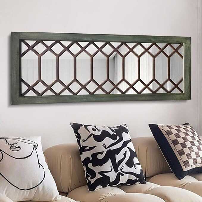 TopCity Farmhouse Mirror Decorative Rustic Wall Mirror Large Vintage Wooden Framed Wall Decor for Bedroom, Living Room,Entryway,43.3X 17.7inch