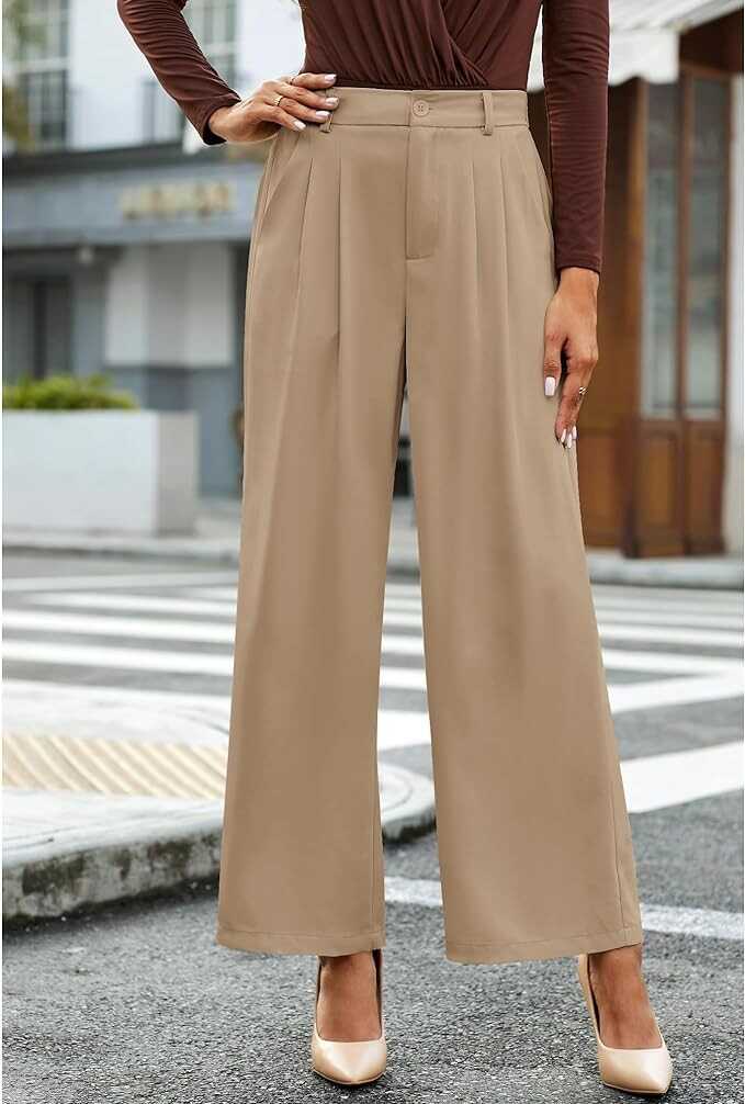 GRAPENT Wide Leg Pants for Women Work Business Casual High Waisted Dress Pants Flowy Trousers Office