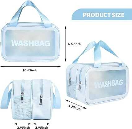 TYUTOSEG Travel Toiletry Bag For Women Men，Matte Translucent Clear Traveling Waterproof Bag，Travel Bag For Personal Care With Handy Handle Travel Organizer For Accessories Xl (BLUE)