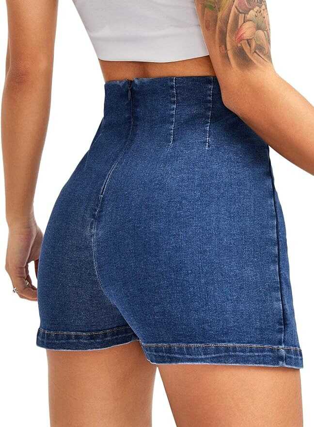 Floerns Women's Casual Split Hem High Waist Denim Skorts Skirt Shorts