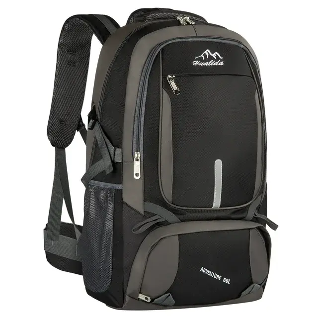 60L Hiking Backpack with Shoes Compartment, Lightweight Travel Daypack, Waterproof & Tear Resistant, Outdoor Sport Large Capacity Rucksack for Men Women Climbing, Camping, Touring, Hiking, Travel