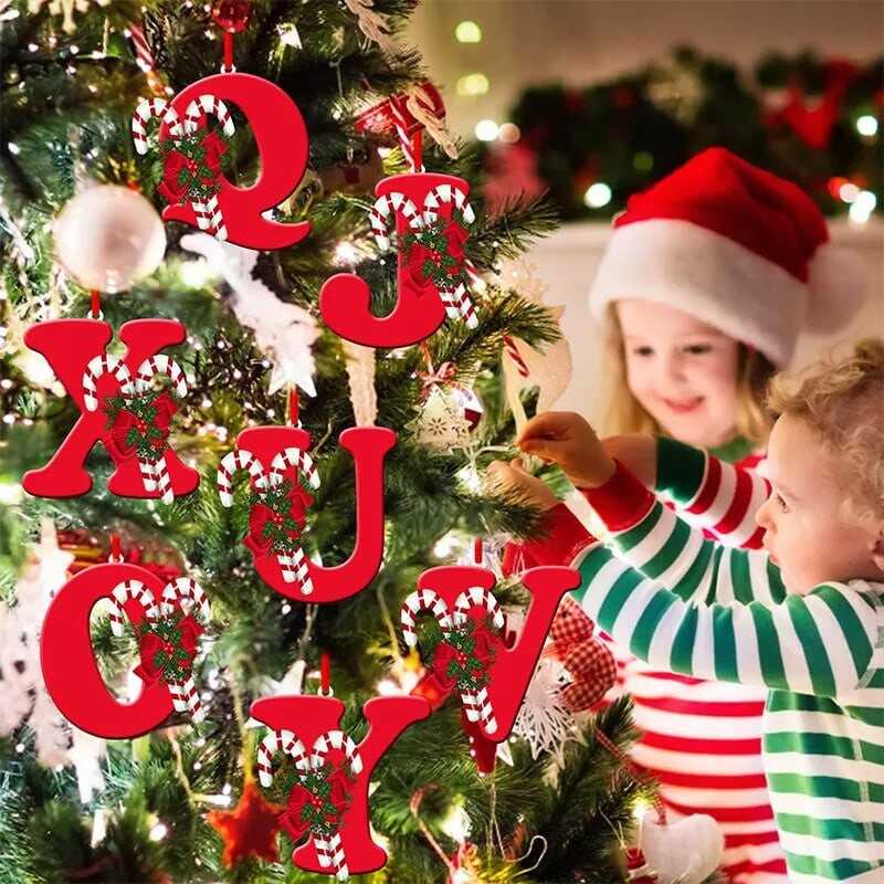 26 Letter Christmas Pendant Acrylic Xmas Tree Hanging Ornament Decor Home Party