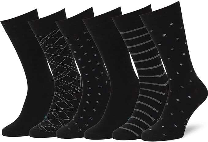 Easton Marlowe Mens Dress Socks 6 Pair Combed Cotton Classic Patterns No Seam Comfort