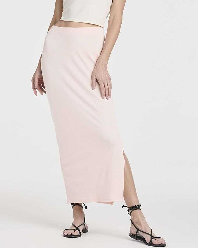 Real Essentials 3 Pack: Women's Ribbed High Waisted Maxi Skirt with Side Slit - Casual Long Pencil Skirt