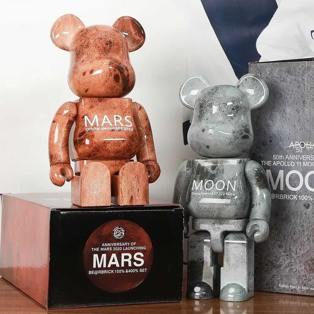 Bearbrick 400% Mars and Moon Lovers Building Bears 28 cm Height Gift Doll Figure