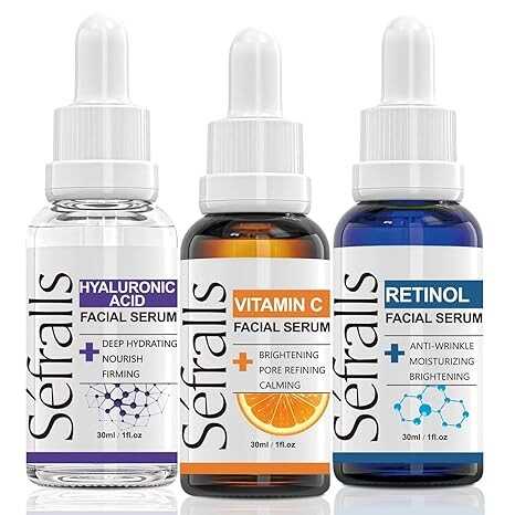 3Pack Vitamin C Facial Serum For Face, Retinol Serum for Face and Hyaluronic Acid Serum For Anti Aging & Wrinkle, Age Defying Facial Serum, Firming & Hydrating for Face, Boost Skin Collagen,Hydrate