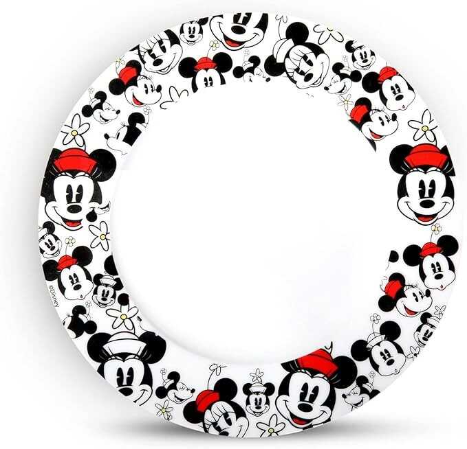 Disney Minnie Mouse Ceramic Plate Set by Zrike Brands - Dishwasher & Microwave Safe | Official Disney Licensee (Dinner Plate - 1 Set)