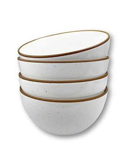 Mora Ceramic Bowls For Kitchen, 28oz - Bowl Set of 4 - For Cereal, Vanilla