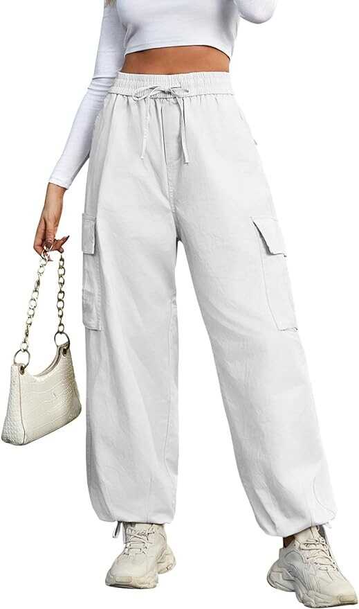 HEEKPEK Cargo Pants Women Trendy High Waist Straight Wide Leg Casual Baggy Y2K Pants with 6 Pockets
