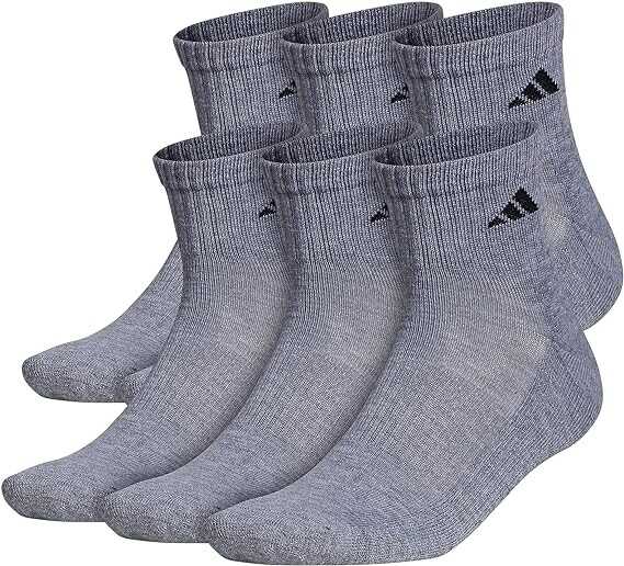 adidas Men's Athletic Cushioned Quarter Socks (with Arch Compression for a Secure Fit (6-Pair)