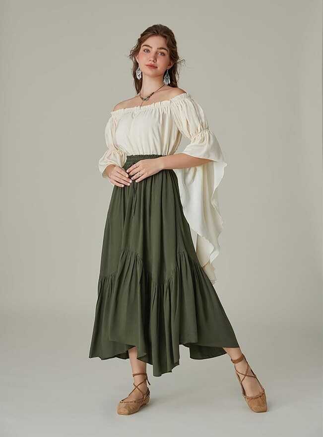 Scarlet Darkness Maxi Skirts for Women High Waist Renaissance Skirt Long Skirt with Pockets