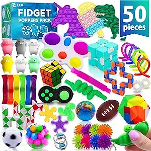 50 Pcs Fidget Toys Pack - Kids Stocking Stuffers Gifts for Kids, Party Favors Autism Autistic Children - Adults Stress Relief Sensory Toy - ADHD Toys Bulk for Classroom Treasure Box Prizes - Pop Its