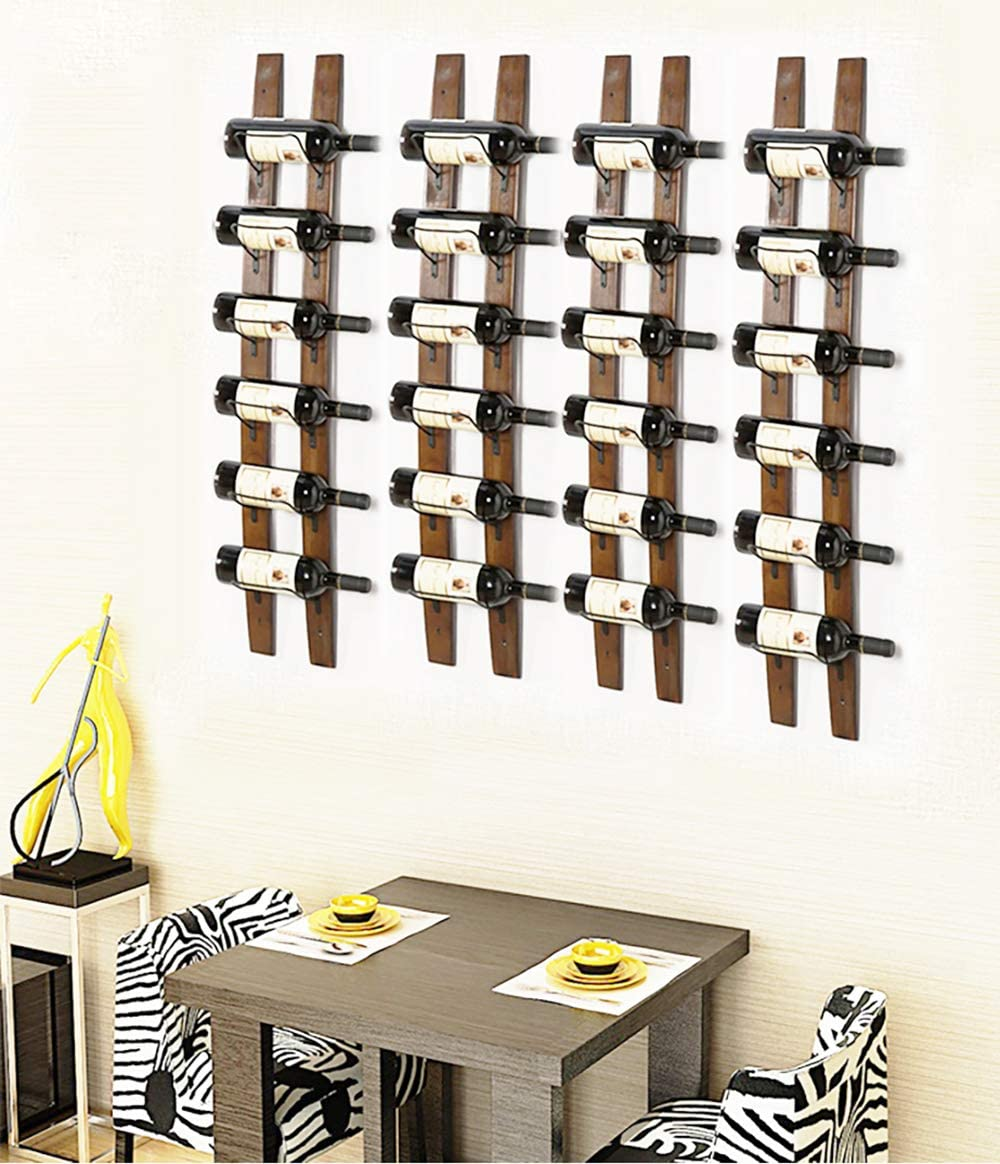 Wall Mounted Wine Racks Rustic Barrel Stave Hanging Wine Bottle Holder Wooden Wa