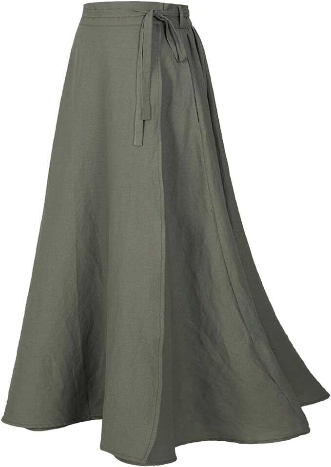 Wenrine Women's Knit Long Skirts Casual Stretchy High Waist Trendy A Line Solid Maxi Skirt