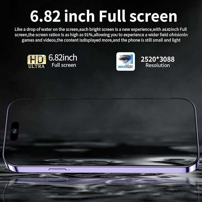 SANSHREUNI A15 Pro Max Unlocked Phone, 8GB+512GB Ultra Memory Unlocked Smartphone, 6.82" HD Unlocked Android 13 Phones, 6800mAh Battery/48MP Camera/Face ID/Dual SIM Cell Phone (Gold)