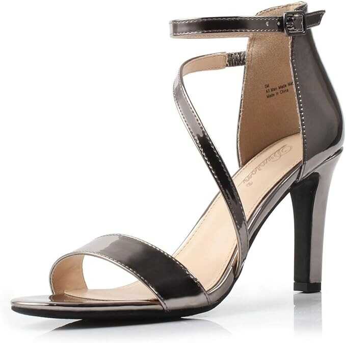 DUNION Women's Bernice Comfortable Open Toe Strappy Stiletto High Heel Dress Sandal