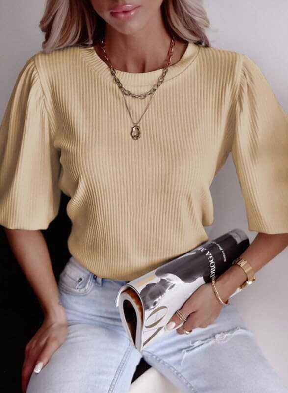 SHEWIN Summer Tops for Women 2024 Trendy Crewneck Short Sleeve T Shirts Casual