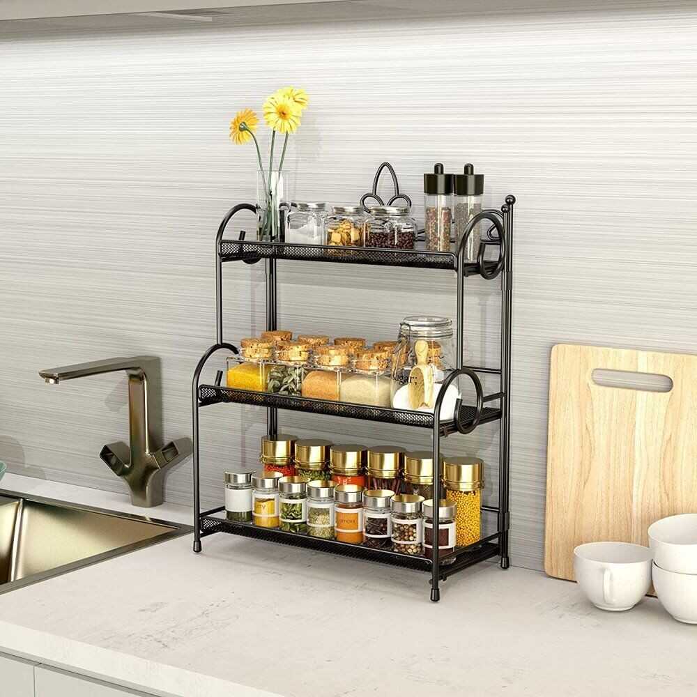 Bathroom Organizer Countertop 3 Tier Foldable Counter Organization and Storage