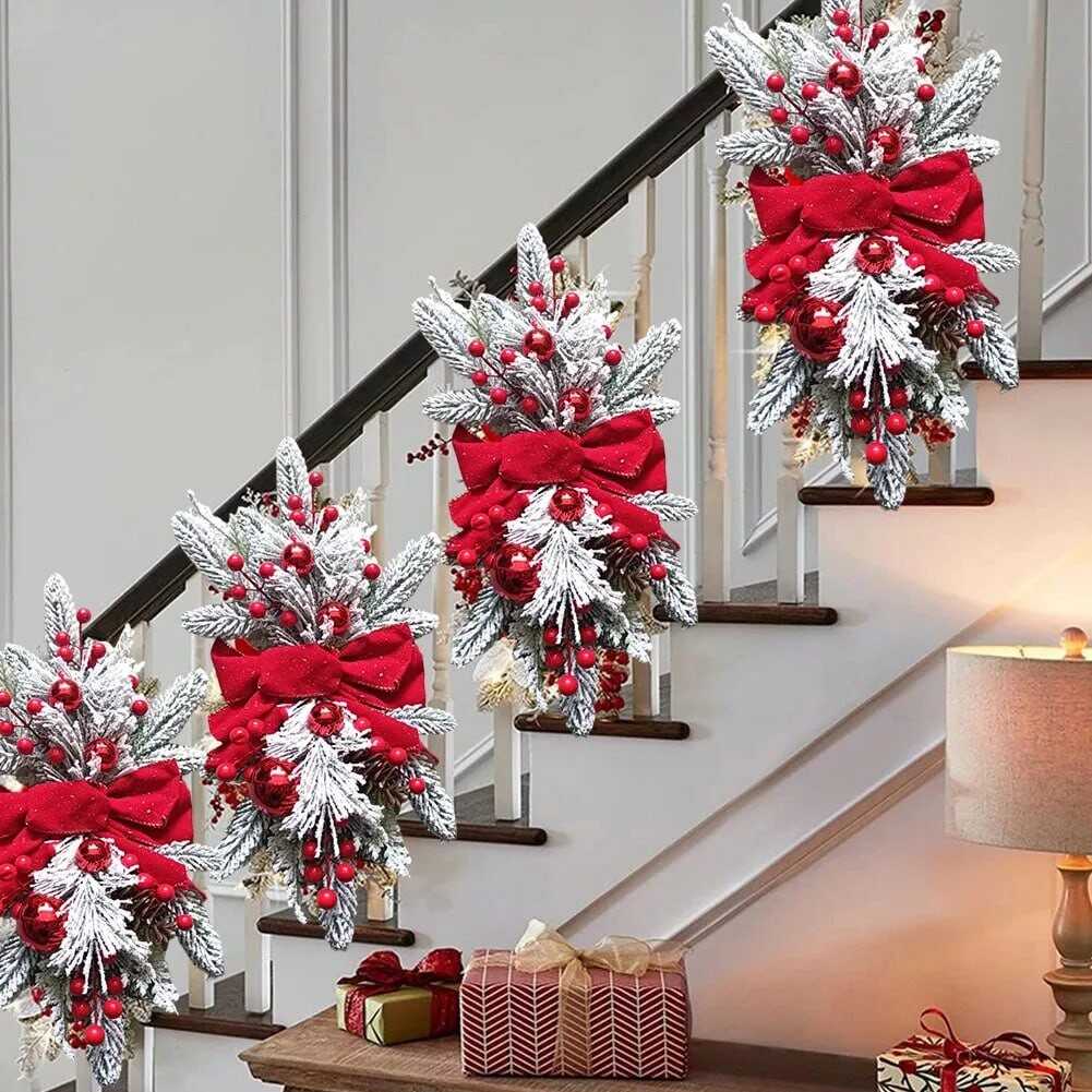 Garland Christmas Swag Door Wreath Pendants Stairway Wreath Hanging Decoration