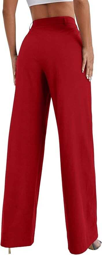 SweatyRocks Women's Casual Wide Leg High Waisted Button Down Straight Long Trousers Pants