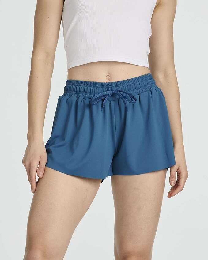 Real Essentials 4 Pack: Womens Flowy Dry Fit Running Short - Gym Yoga Workout Summer Shorts (Available in Plus Size)