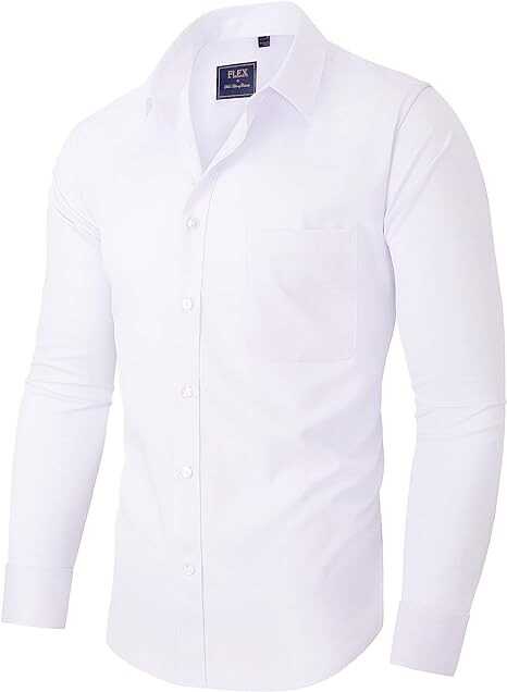 Alimens & Gentle Men's Dress Shirts Long Sleeve Wrinkle-Free Stretch Shirts Solid Formal Button Down Shirt with Pocket