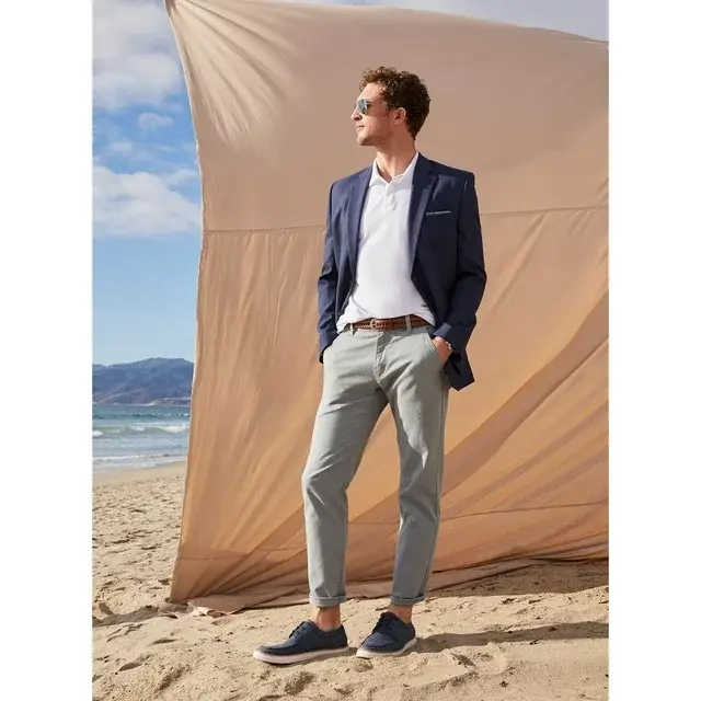 GBH Mens 5-Pocket Flat Front Cotton Stretch Casual Chino Pants