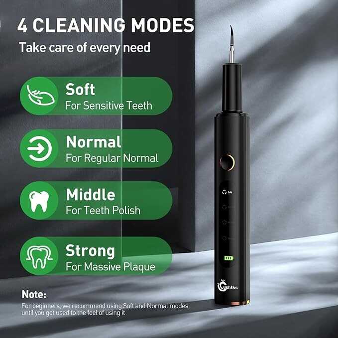 Plaque Remover for Teeth - Tartar Remover for Teeth, Dental Calculus Remover Teeth Cleaning Kit，4 Speed Modes with 4 Replaceable Heads ，IPX6 Waterproof with LED Light