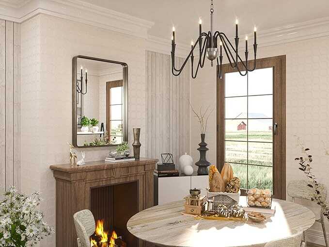 Mirrorize Round Gold Mirror 27.5" for Living Room Wall Decor, Gold Accent Framed Circle Bathroom Mirror, Decorative Vanity Mirror, Circular Mirror for Farmhouse Entryway Hallway