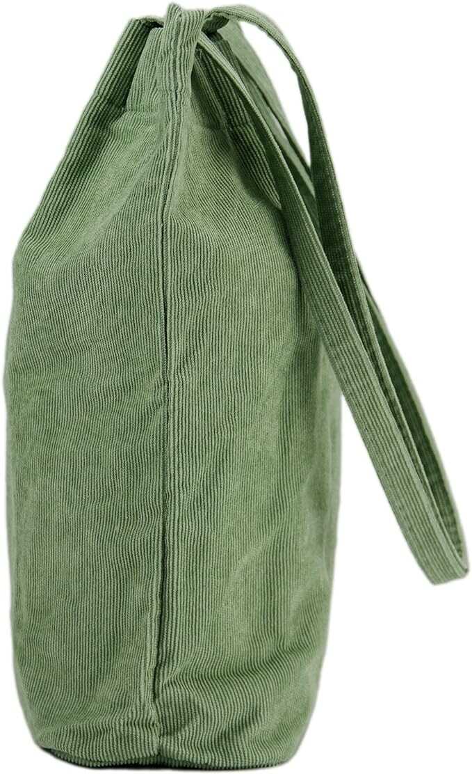 TOPASION Corduroy Tote Bag Cute Tote Bags for Women Shoulder Bag with Inner Pocket for Work Beach Travel and Shopping Grocery