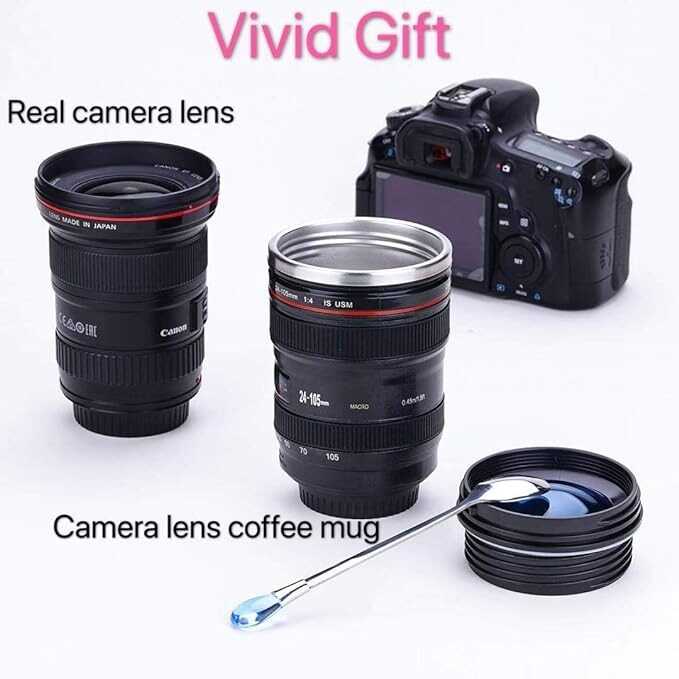 Chasing Y Camera Lens Coffee Mug, Fun Photo Stainless Steel Lens Mug Thermos Great Gifts for Photographers,Home Supplies,Friends,School Rewards