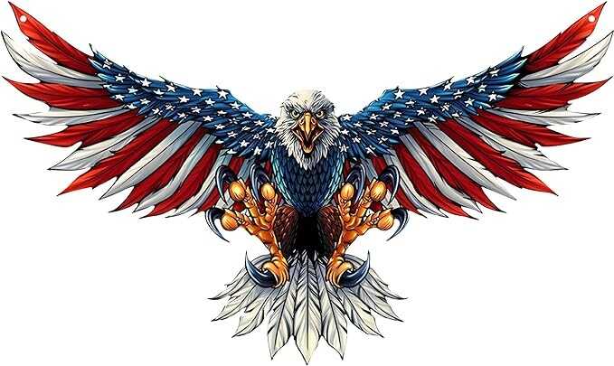 Tegik Bald Eagle Decor, American Flag Metal Wall Art, Patriotic Decorations for Mens Room Garage Outdoor, 16 Inch