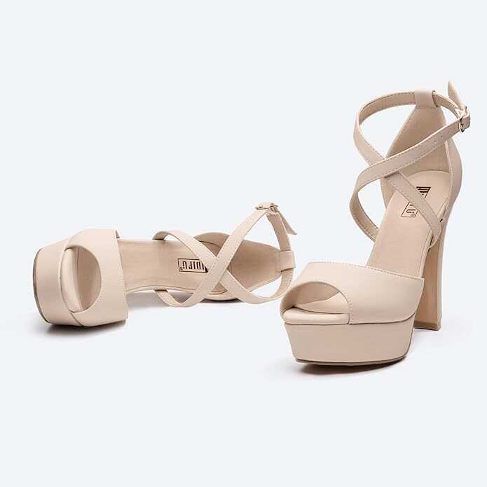 IDIFU Women's Platform Chunky High Heels Dress Sandals Peep Toe Ankle Strap Wedding Party Evening Shoes for Women Bride