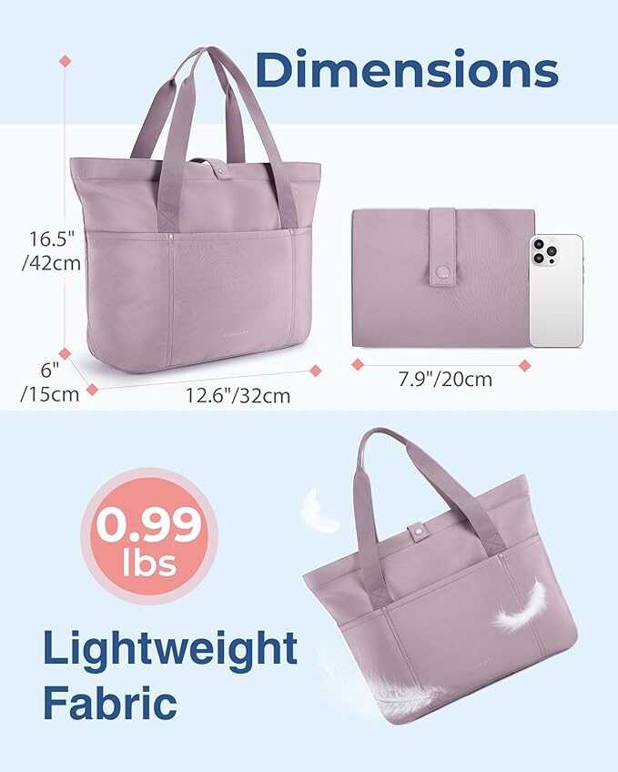 BAGSMART Tote Bag for Women, Foldable Tote Bag With Zipper Large Shoulder Bag Top Handle Handbag for Travel, Work