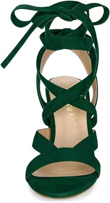 Allegra K Women's Crisscross Chunky Heel Lace Ups Sandals