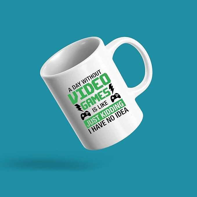 Panvola A Day Without Video Games Is Like Gamer Coffee Mug Game Lover Player Ceramic Cup Novelty Drinkware 11 oz White