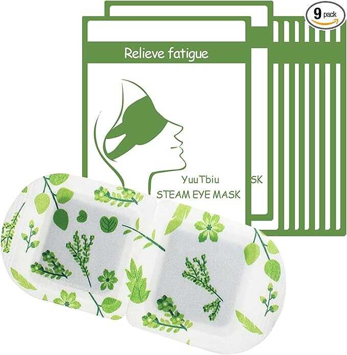 Yuutbiu Steam Eye Mask, Travel Essentials for Sleeping, Heated Eye Mask for Dry Eyes, Warming Compress for Puffiness, Disposable Relaxing Gifts, 9 Packs