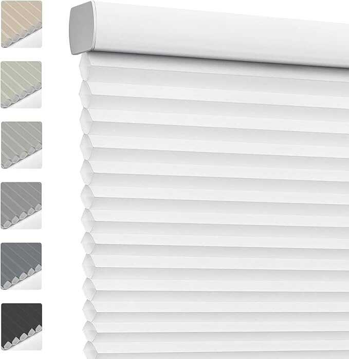 Keego Cordless Cellular Shades Light Filtering Honeycomb Blinds Window Blinds & Shades for Home Bedroom Kitchen (White, Size 22" W x 48" H)