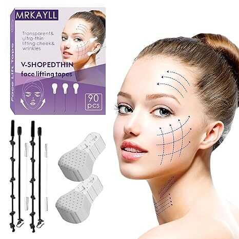 Mantecorp Skincare 90Pcs face lift tape invisible,face lift tape,High Elasticity Instant Face Lift Tape V-Shaped For Lifting Sagging Skin, Hide Double Chin & Facial Wrinkles.