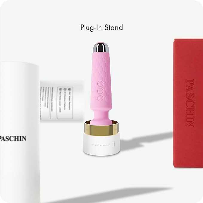 PASCHIN Personal Massager - Memory Feature - Quiet & Waterproof - Cordless Vibrating Wand - Powerful for Tension Relief, Muscle, Neck, Back, Shoulder, Sports Recovery (Pink)